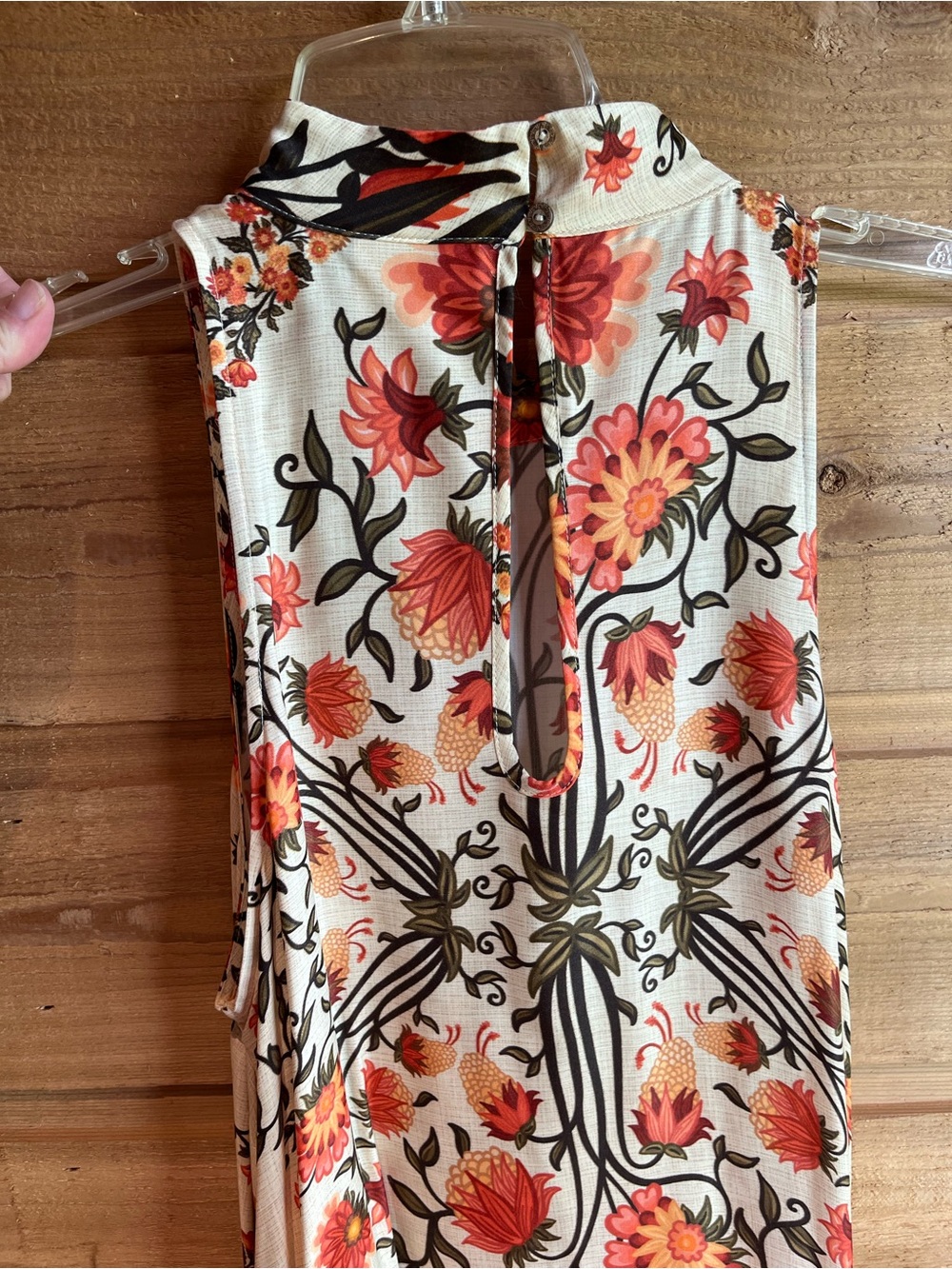 FARM RIO X ANTHROPOLOGIE - High Neck Sleeveless Flowy Cream Floral Maxi Dress - Picture 6 of 11